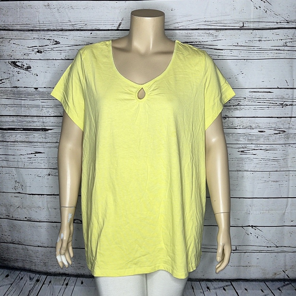 Avenue NWT Size 30/32 Yellow Keyhole Cotton Knit Top Shirt